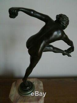 Sculpture Statue Bronze Dancer On Marble 1930 Art Deco