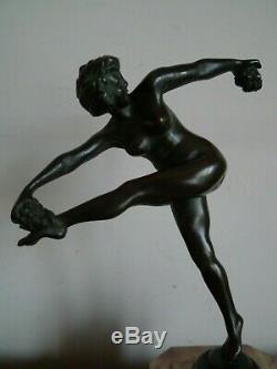 Sculpture Statue Bronze Dancer On Marble 1930 Art Deco