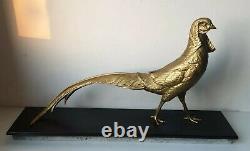 Sculpture Statue Faisan Regulated Golden Bronze Art Deco Dlg Irénée Rochard