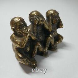 Sculpture Statue Figurine 3 Monkeys Bronze Vintage De Design House Pn N4743