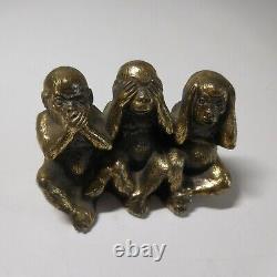 Sculpture Statue Figurine 3 Monkeys Bronze Vintage De Design House Pn N4743