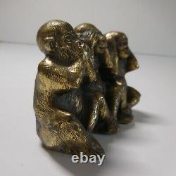 Sculpture Statue Figurine 3 Monkeys Bronze Vintage De Design House Pn N4743