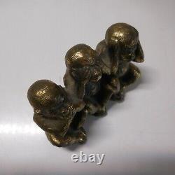 Sculpture Statue Figurine 3 Monkeys Bronze Vintage De Design House Pn N4743