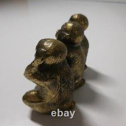 Sculpture Statue Figurine 3 Monkeys Bronze Vintage De Design House Pn N4743