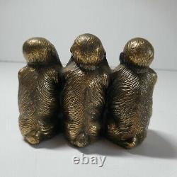 Sculpture Statue Figurine 3 Monkeys Bronze Vintage De Design House Pn N4743