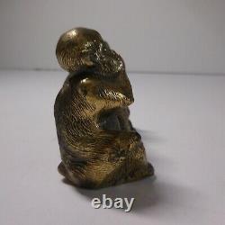 Sculpture Statue Figurine 3 Monkeys Bronze Vintage De Design House Pn N4743