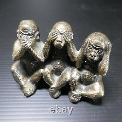 Sculpture Statue Figurine 3 Monkeys Bronze Vintage De Design House Pn N4743