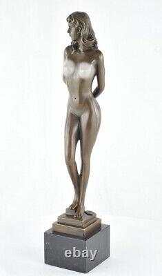 Sculpture Statue Nude Sexy Dancer Art Deco Style Art Nouveau Solid Bronze