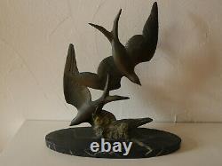 Sculpture Swallows Of M. Font Marble Art Deco 1920 1930