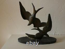 Sculpture Swallows Of M. Font Marble Art Deco 1920 1930