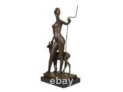 Sculpture of Diana with a Deer in Bronze Art Deco after E. McCartan