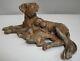 Sculpture Of Hunting Dog Animalier In Art Deco And Art Nouveau Style Bronze