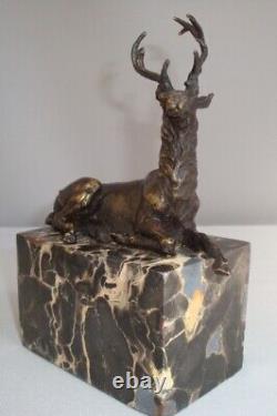Sculpture of a Deer in Art Deco and Art Nouveau Bronze Style