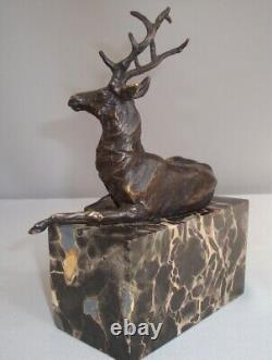 Sculpture of a Deer in Art Deco and Art Nouveau Bronze Style