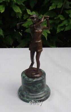 Sculpture of a Golfer in Art Deco Style Art Nouveau Solid Bronze