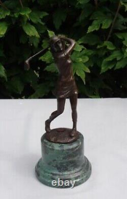 Sculpture of a Golfer in Art Deco Style Art Nouveau Solid Bronze