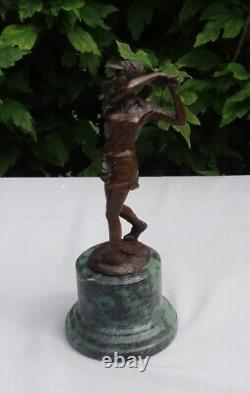 Sculpture of a Golfer in Art Deco Style Art Nouveau Solid Bronze