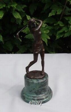 Sculpture of a Golfer in Art Deco Style Art Nouveau Solid Bronze