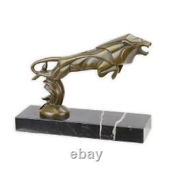 Sculpture of a Leaping Lion Car Mascot in Bronze Art Deco Style After CBrau