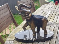 Sculpture of an Elephant, Ancient Art Deco in Regule, 30 cm High x 32.5 cm Large Size