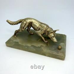 Scupture Bronze Dog Playing The Ball Art Deco Press Paper 1930