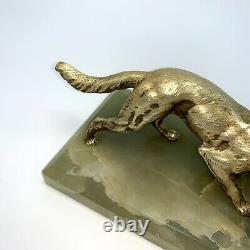 Scupture Bronze Dog Playing The Ball Art Deco Press Paper 1930