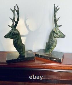 Serre Books Ancient Art Deco Bronze Deer On Marble