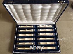 Set Of 12 Doors Knives, Silver Bronze Forks, Art Deco