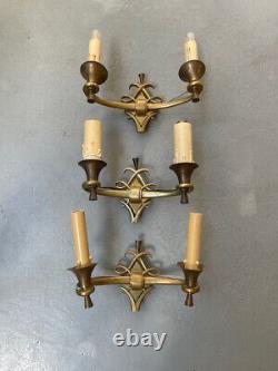 Set of 3 Art Deco Wall Sconces by Jules Leleu