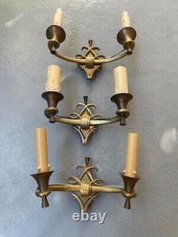 Set of 3 Art Deco Wall Sconces by Jules Leleu