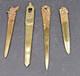 Set Of 4 Bronze Art Nouveau And Art Deco Paper Cutters, 14 To 18 Cm Long