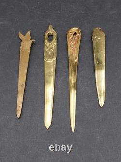 Set of 4 Bronze Art Nouveau and Art Deco Paper Cutters, 14 to 18 cm long