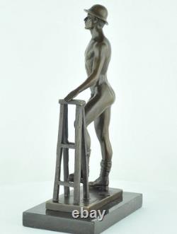 Sexy Athlete Statue Sculpture in Art Deco and Art Nouveau Styles, Solid Bronze