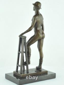 Sexy Athlete Statue Sculpture in Art Deco and Art Nouveau Styles, Solid Bronze