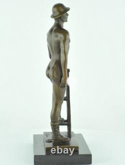 Sexy Athlete Statue Sculpture in Art Deco and Art Nouveau Styles, Solid Bronze