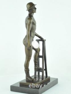 Sexy Athlete Statue Sculpture in Art Deco and Art Nouveau Styles, Solid Bronze