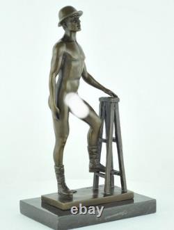 Sexy Athlete Statue Sculpture in Art Deco and Art Nouveau Styles, Solid Bronze