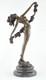 Sexy Nude Dancer Statue Sculpture In Art Deco / Art Nouveau Style, Solid Bronze