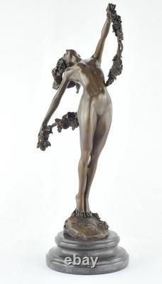 Sexy Nude Dancer Statue Sculpture in Art Deco / Art Nouveau Style, Solid Bronze