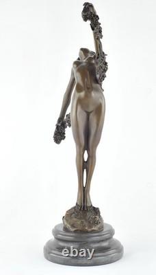 Sexy Nude Dancer Statue Sculpture in Art Deco / Art Nouveau Style, Solid Bronze