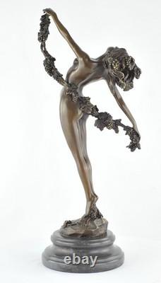 Sexy Nude Dancer Statue Sculpture in Art Deco / Art Nouveau Style, Solid Bronze