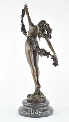 Sexy Nude Dancer Statue Sculpture in Art Deco / Art Nouveau Style, Solid Bronze