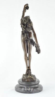 Sexy Nude Dancer Statue Sculpture in Art Deco / Art Nouveau Style, Solid Bronze