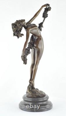 Sexy Nude Dancer Statue Sculpture in Art Deco / Art Nouveau Style, Solid Bronze