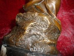 Sexy Nude Young Woman Statue Sculpture in Art Deco / Art Nouveau Style, Bronze mas