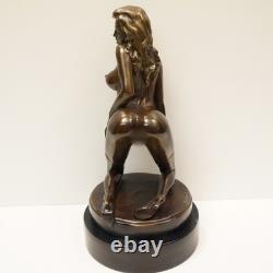 Sexy Young Lady Bronze Statue in Pin-Up, Art Deco, and Art Nouveau Styles