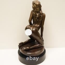 Sexy Young Lady Bronze Statue in Pin-Up, Art Deco, and Art Nouveau Styles