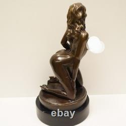 Sexy Young Lady Bronze Statue in Pin-Up, Art Deco, and Art Nouveau Styles