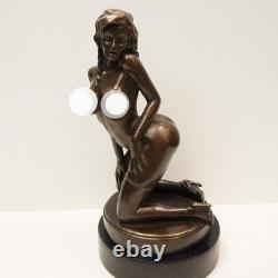 Sexy Young Lady Bronze Statue in Pin-Up, Art Deco, and Art Nouveau Styles