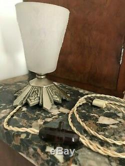 Sign Lamp Art Deco Bowl Muller Tulip Shell Donna Degue French Lamp Luster